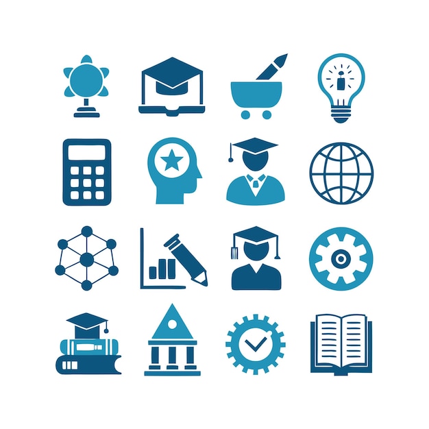 Vector de colección de conjuntos de iconos de educación y aprendizaje para documentos de interfaz de usuario, sitios web y aplicaciones móviles