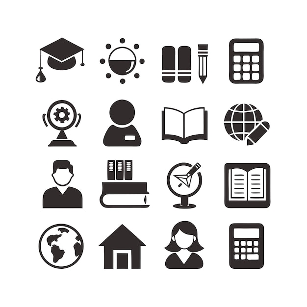Vector de colección de conjuntos de iconos de educación y aprendizaje para documentos de interfaz de usuario, sitios web y aplicaciones móviles