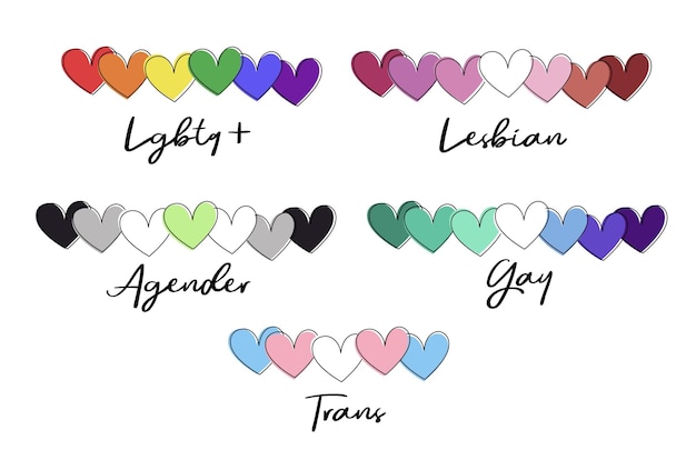 Vector vector de colección de corazón lgbt