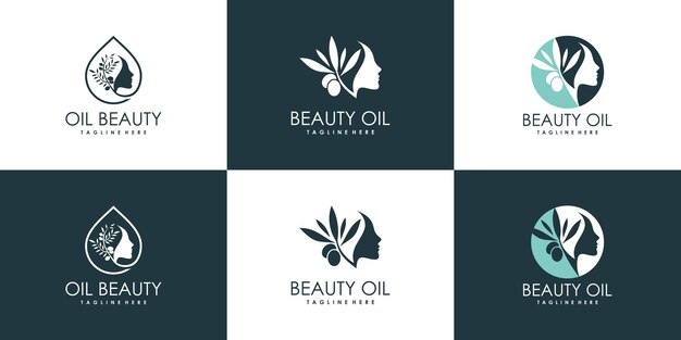 Vector de colección de diseño de logotipo de belleza natural para mujer Vector Premium