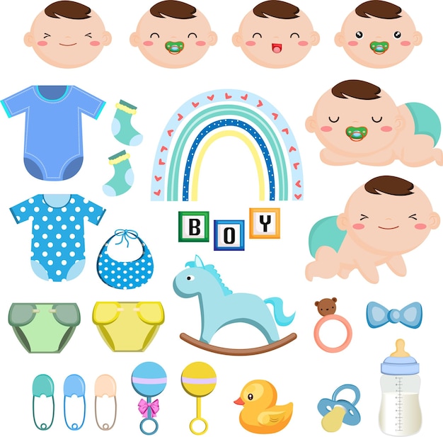Vector una colección de elementos de Baby Boy