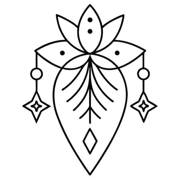 Vector de colección de elementos Boho dibujados a mano para el grabado
