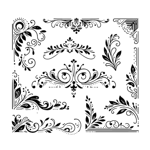 Vector colección de elementos ornamentales antiguos