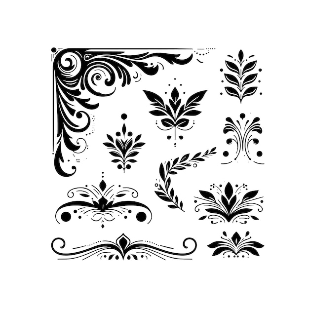 Vector colección de elementos ornamentales antiguos