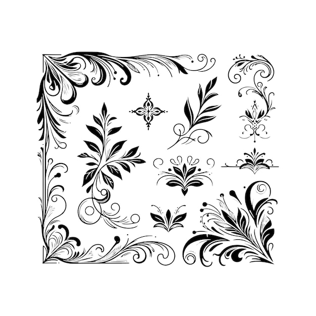 Vector colección de elementos ornamentales antiguos
