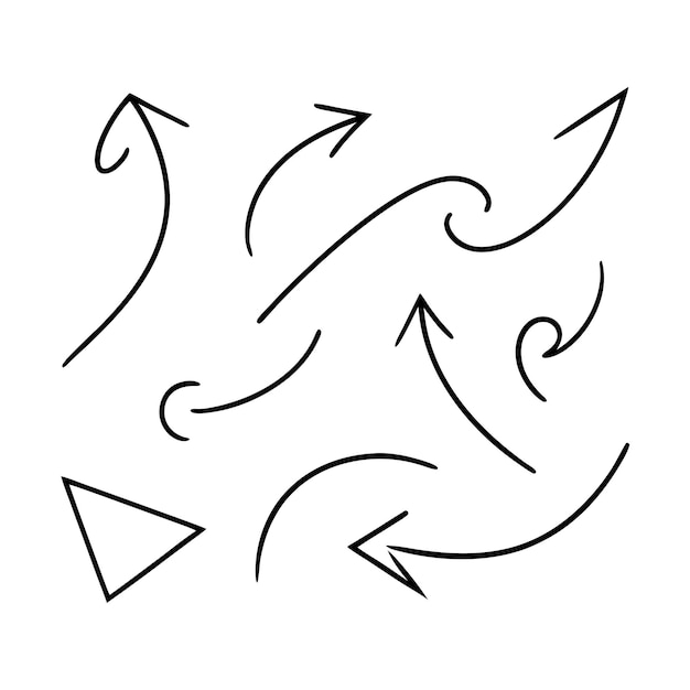 Vector colección de flechas dibujadas a mano conjunto de flechas planas simples aisladas en fondo blanco iconos de marca de flecha 4