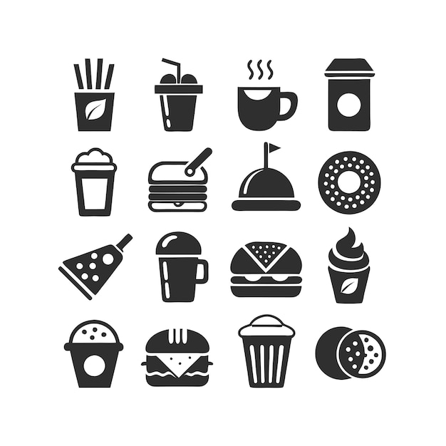 Vector de colección de iconos de alimentos y bebidas para documentos de interfaz de usuario, sitios web y aplicaciones móviles