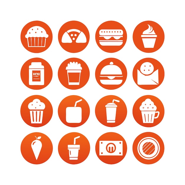 Vector de colección de iconos de alimentos y bebidas para documentos de interfaz de usuario, sitios web y aplicaciones móviles