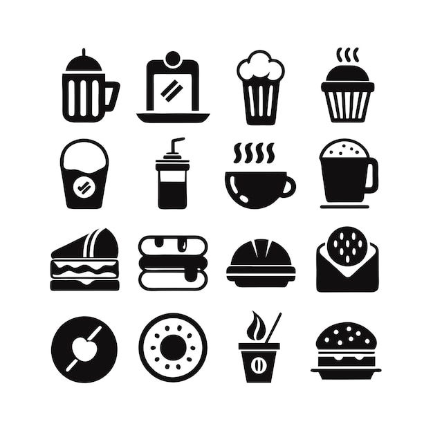 Vector de colección de iconos de alimentos y bebidas para documentos de interfaz de usuario, sitios web y aplicaciones móviles