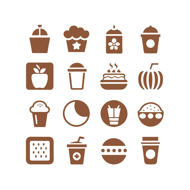 Vector de colección de iconos de alimentos y bebidas para documentos de interfaz de usuario, sitios web y aplicaciones móviles