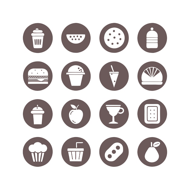 Vector de colección de iconos de alimentos y bebidas para documentos de interfaz de usuario, sitios web y aplicaciones móviles