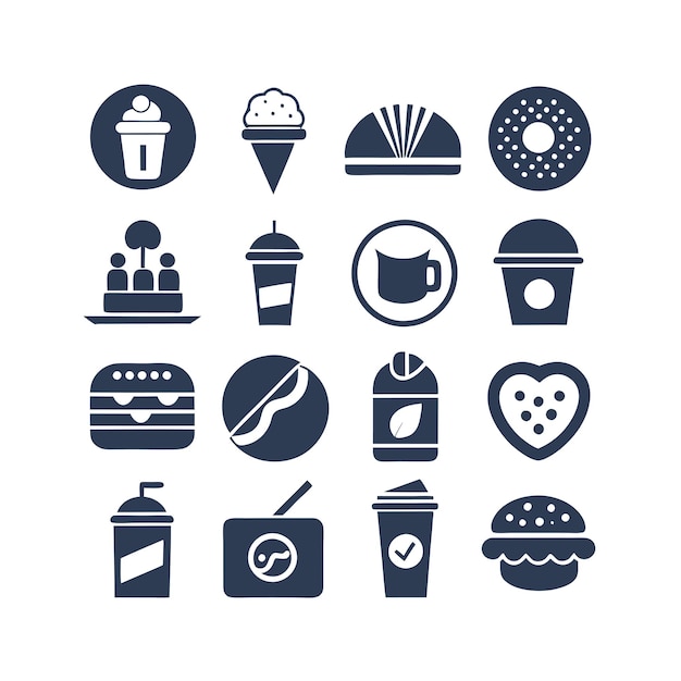 Vector de colección de iconos de alimentos y bebidas para documentos de interfaz de usuario, sitios web y aplicaciones móviles