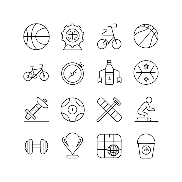Vector de colección de iconos de deportes y fitness para documentos de interfaz de usuario, sitios web y aplicaciones móviles