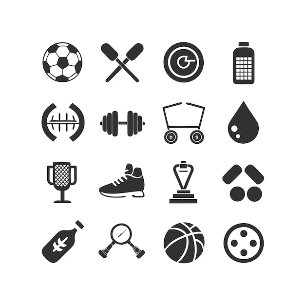 Vector de colección de iconos de deportes y fitness para documentos de interfaz de usuario, sitios web y aplicaciones móviles