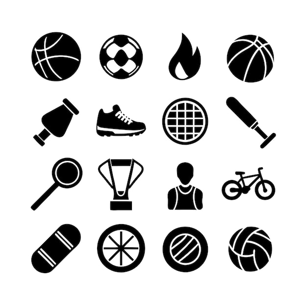 Vector de colección de iconos de deportes y fitness para documentos de interfaz de usuario, sitios web y aplicaciones móviles