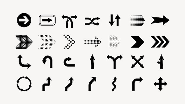 Vector de colección de iconos de flecha negra diverso Vector de conjunto de iconas de flecha negro Establezca el icono de la flecha negra en varios diseños Vector de colecciones de iconos del flecha negra