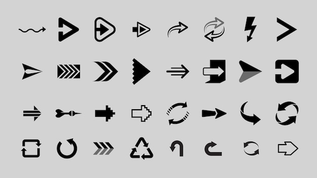 Vector de colección de iconos de flecha negra diverso Vector de conjunto de iconas de flecha negro Establezca el icono de la flecha negra en varios diseños Vector de colecciones de iconos del flecha negra