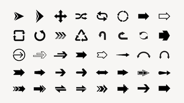 Vector de colección de iconos de flecha negra diverso Vector de conjunto de iconas de flecha negro Establezca el icono de la flecha negra en varios diseños Vector de colecciones de iconos del flecha negra
