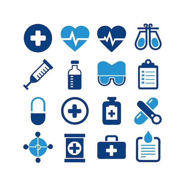 Vector de colección de iconos médicos y sanitarios para documentos de interfaz de usuario, sitios web y aplicaciones móviles