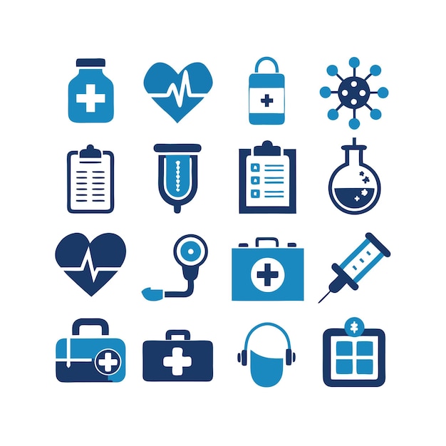 Vector de colección de iconos médicos y sanitarios para documentos de interfaz de usuario, sitios web y aplicaciones móviles