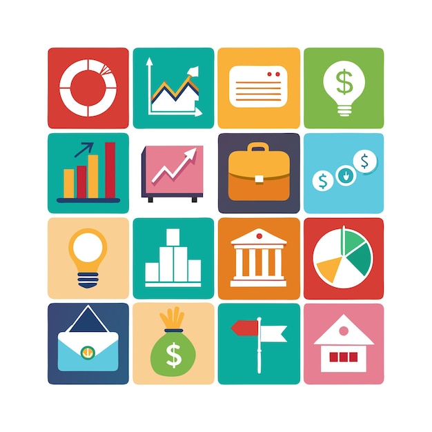 Vector de colección de iconos de negocios y finanzas para documentos de interfaz de usuario, sitios web y aplicaciones móviles