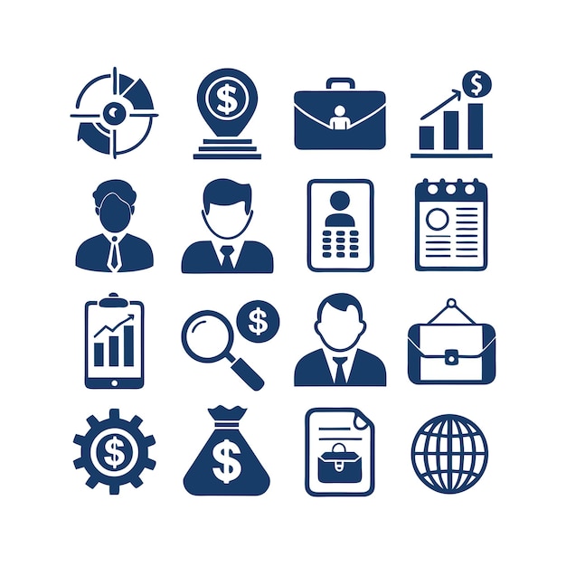 Vector de colección de iconos de negocios y finanzas para documentos de interfaz de usuario, sitios web y aplicaciones móviles