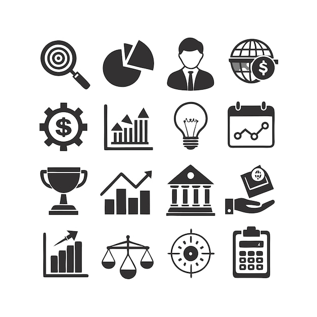 Vector de colección de iconos de negocios y finanzas para documentos de interfaz de usuario, sitios web y aplicaciones móviles