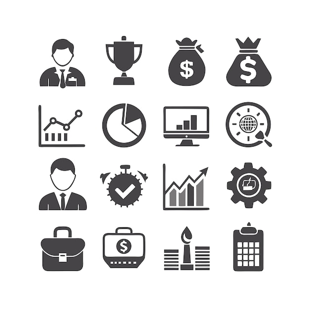 Vector de colección de iconos de negocios y finanzas para documentos de interfaz de usuario, sitios web y aplicaciones móviles