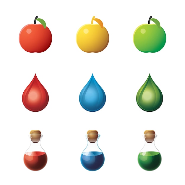 Vector de colección de iconos de pociones de activos de la interfaz de usuario del juego