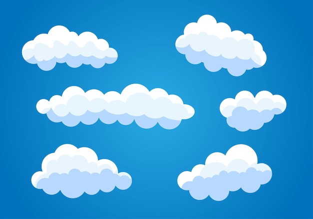 Vector de colección de nubes de dibujos animados dibujados a mano
