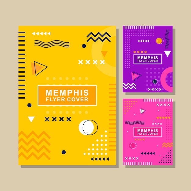 Vector vector de colección de portada abstracta de diseño de memphis