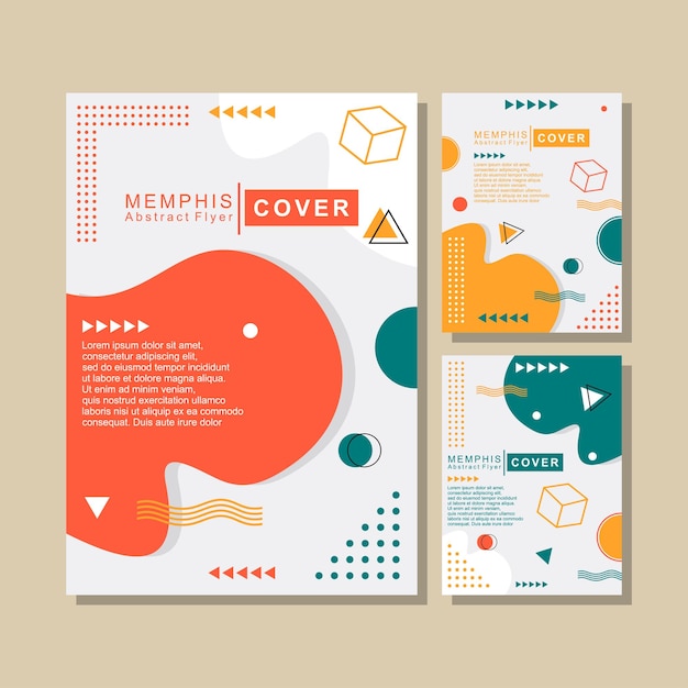 Vector de colección de portada abstracta de diseño de memphis
