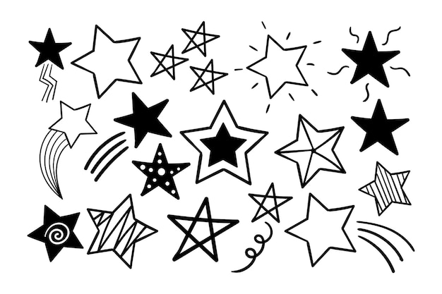 Vector de colección de varias estrellas doodle