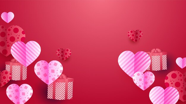 Vector colgando corazones forma onda fondo rosa