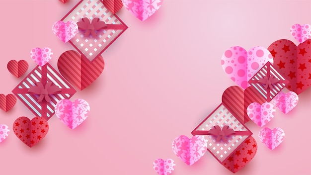 Vector colgando corazones formas textura onda rosa fondo