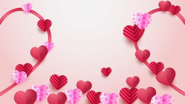 Vector colgando corazones formas textura onda rosa fondo