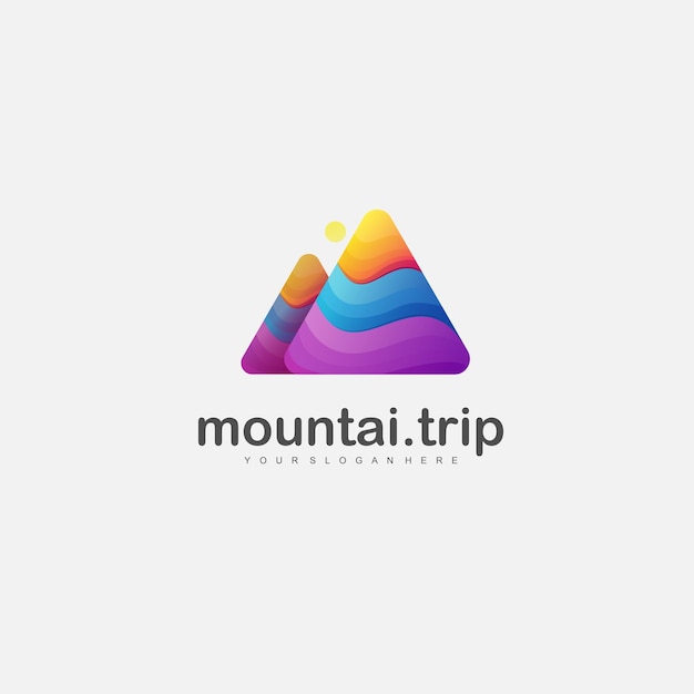 Vector de color degradado de logotipo de diseño de montaña