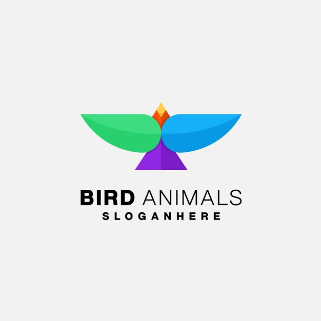 Vector de color de diseño de logotipo de pájaro degradado