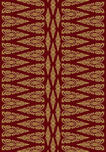 Vector de color dorado y rojo de patrones sin fisuras de Songket de tela tejida palembangnese tradicional de Indonesia