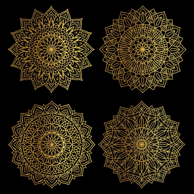 Vector de color dorado tradicional de lujo mandala vector editable