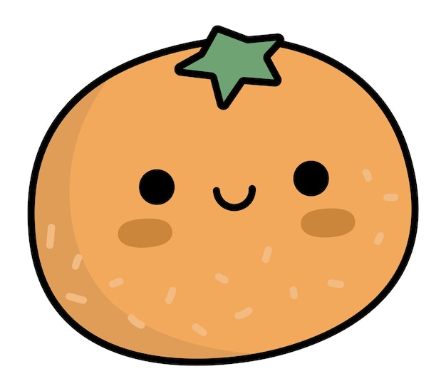 Vector color kawaii naranja lindo personaje de Navidad ilustración aislado sobre fondo blanco año nuevo o invierno sonriendo fruta dulce divertido icono de vacaciones de dibujos animados