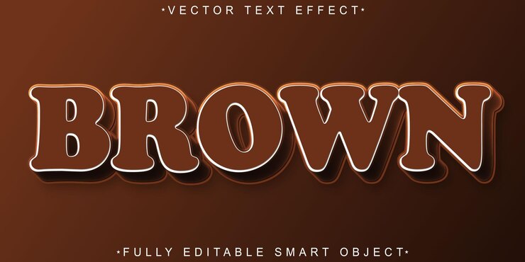 Vector vector de color marrón efecto de texto de objeto inteligente totalmente editable