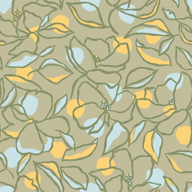 Vector color retro flor patrón sin costuras obra de arte digital