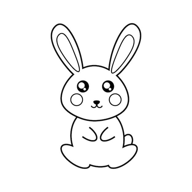 Vector para colorear conejo lindo blanco y negro