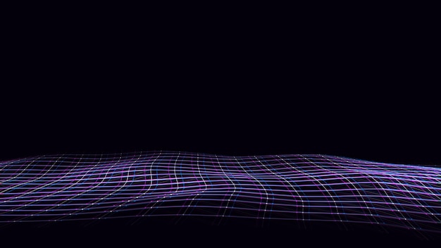 Vector colores brillantes onda de glitch con puntos y líneas de movimiento fondo digital abstracto conexión de concepto big data telón de fondo tecnología futurista