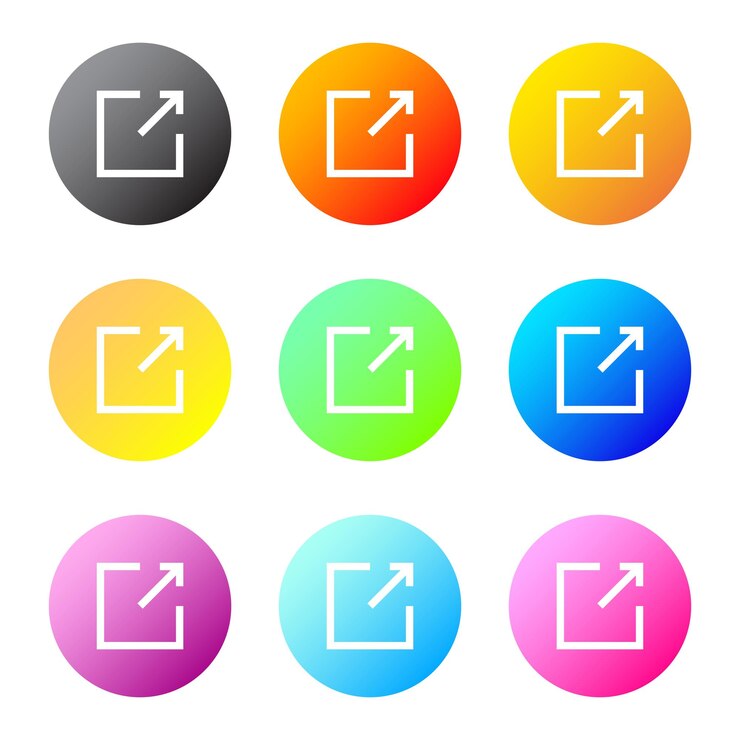 Vector vector de colores ir a la página web en el círculo gradiente colección de iconos