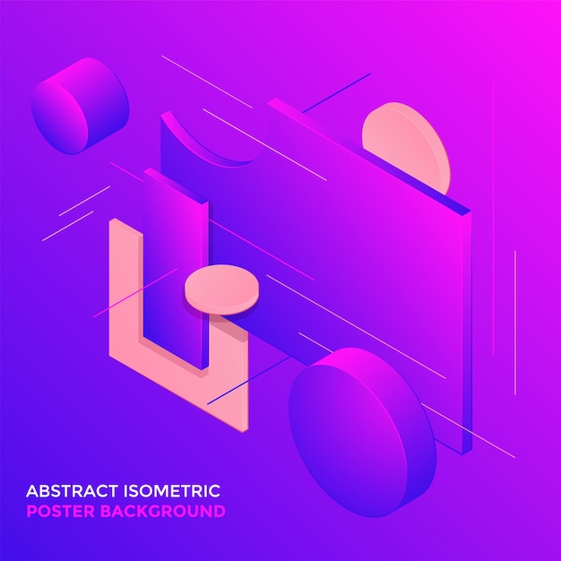 Vector de colores violetas formas volumétricas abstractas diseño minimalista plantilla de póster decoración diseño de fondo isométrico moderno