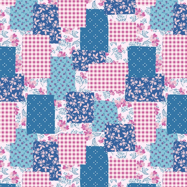 Vector colorido abstracto dibujado a mano patrón de mosaico sin costuras con adornos florales