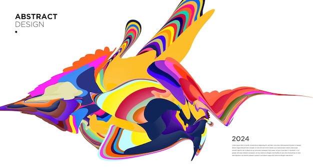 Vector colorido abstracto psicodélico líquido y patrón de fondo fluido 2024