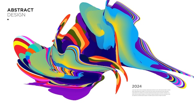 Vector colorido abstracto psicodélico líquido y patrón de fondo fluido 2024